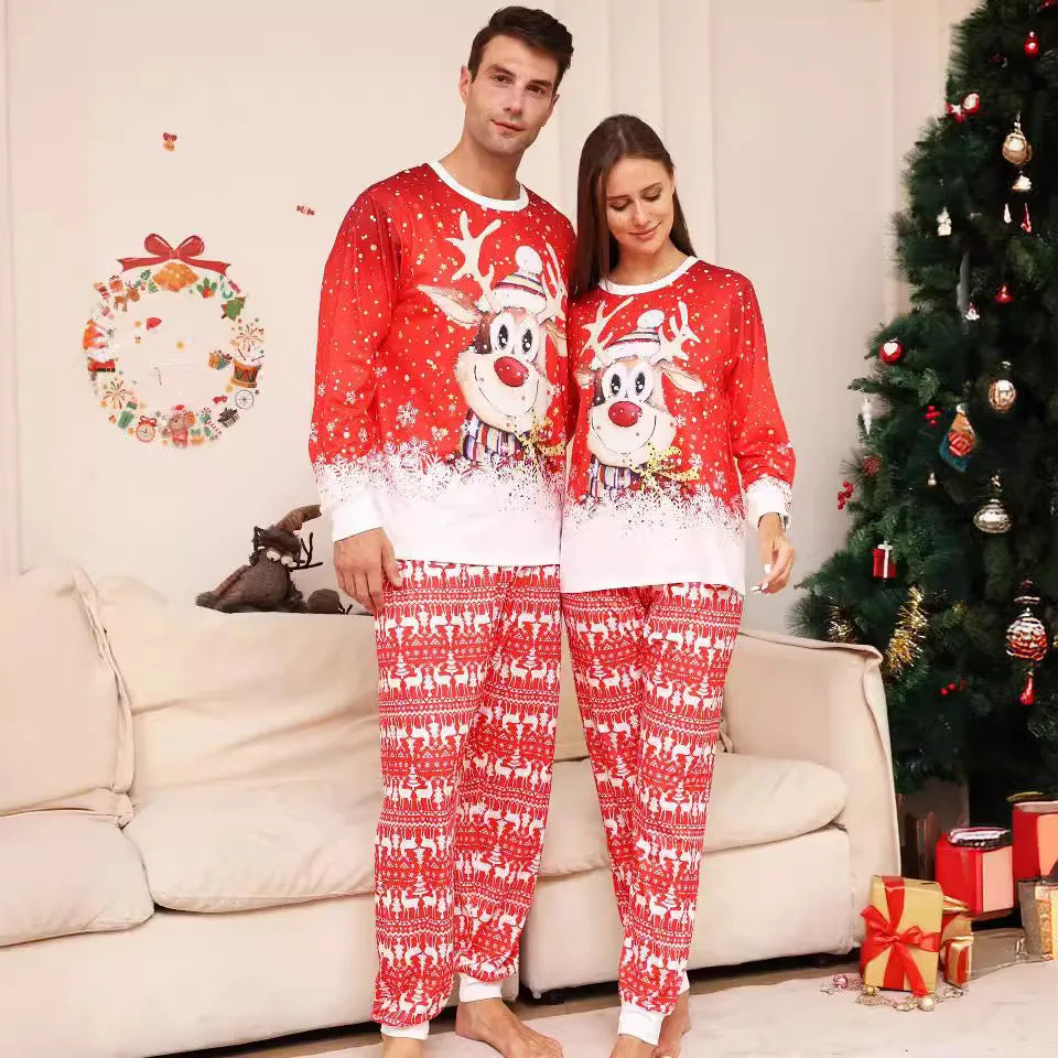 Christmas family pajamas, children and adults clothes, top and pants, Christmas pajamas, baby overalls, 2 pieces, 2024