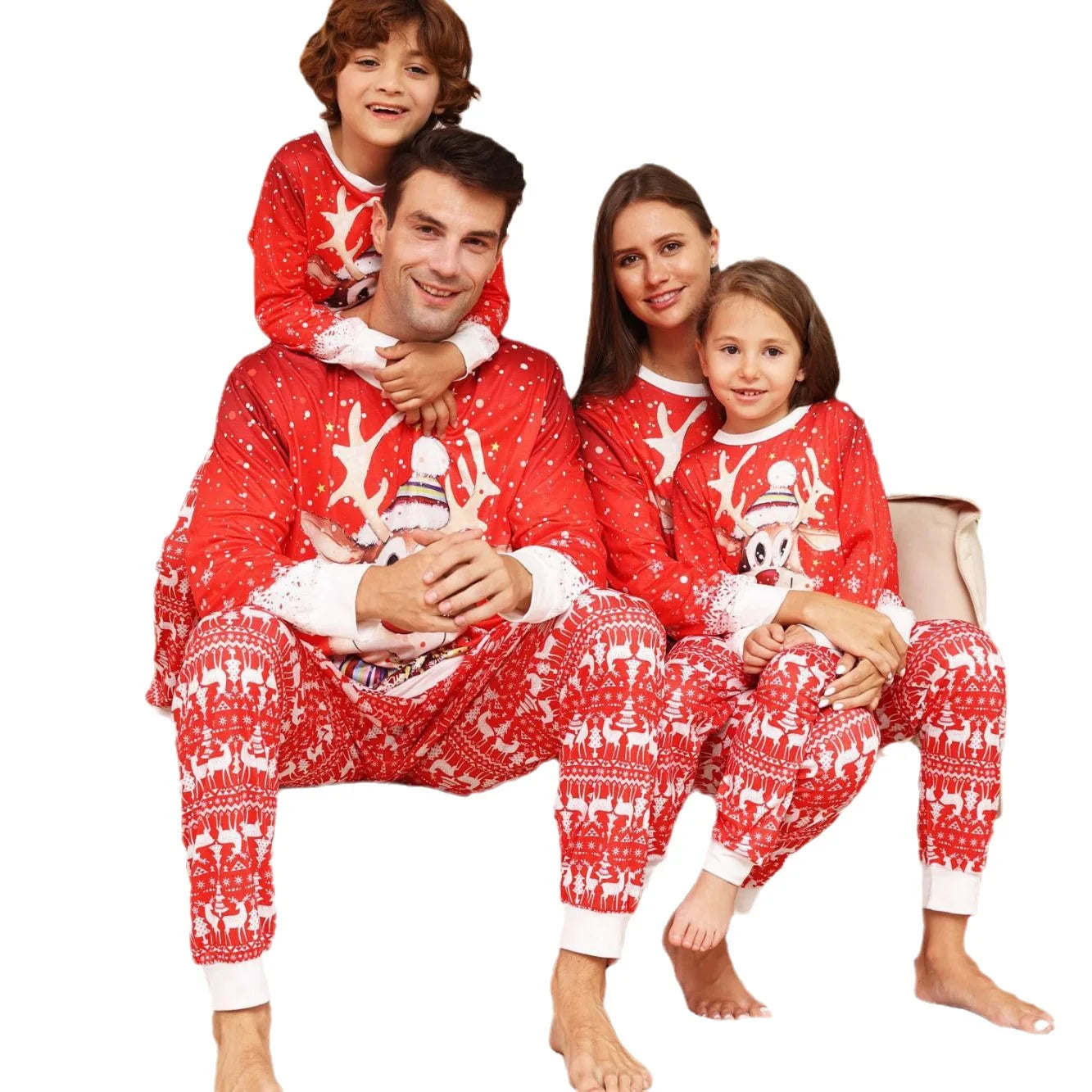 Christmas family pajamas, children and adults clothes, top and pants, Christmas pajamas, baby overalls, 2 pieces, 2024