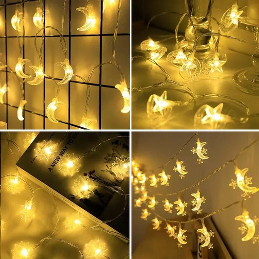 LED Star String Lights Christmas Garland Wedding Party Curtain String Fairy Lamps for Home Room  Hawaiian Party Decorations