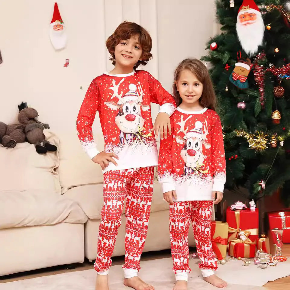 Christmas family pajamas, children and adults clothes, top and pants, Christmas pajamas, baby overalls, 2 pieces, 2024